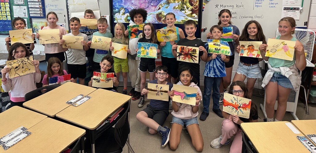 students with artwork