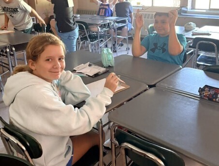 students drawing