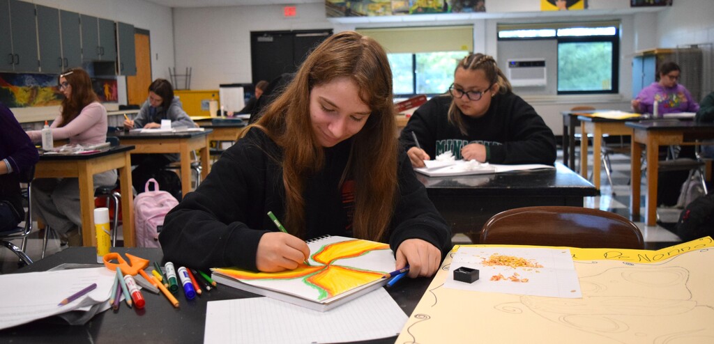 art student in action