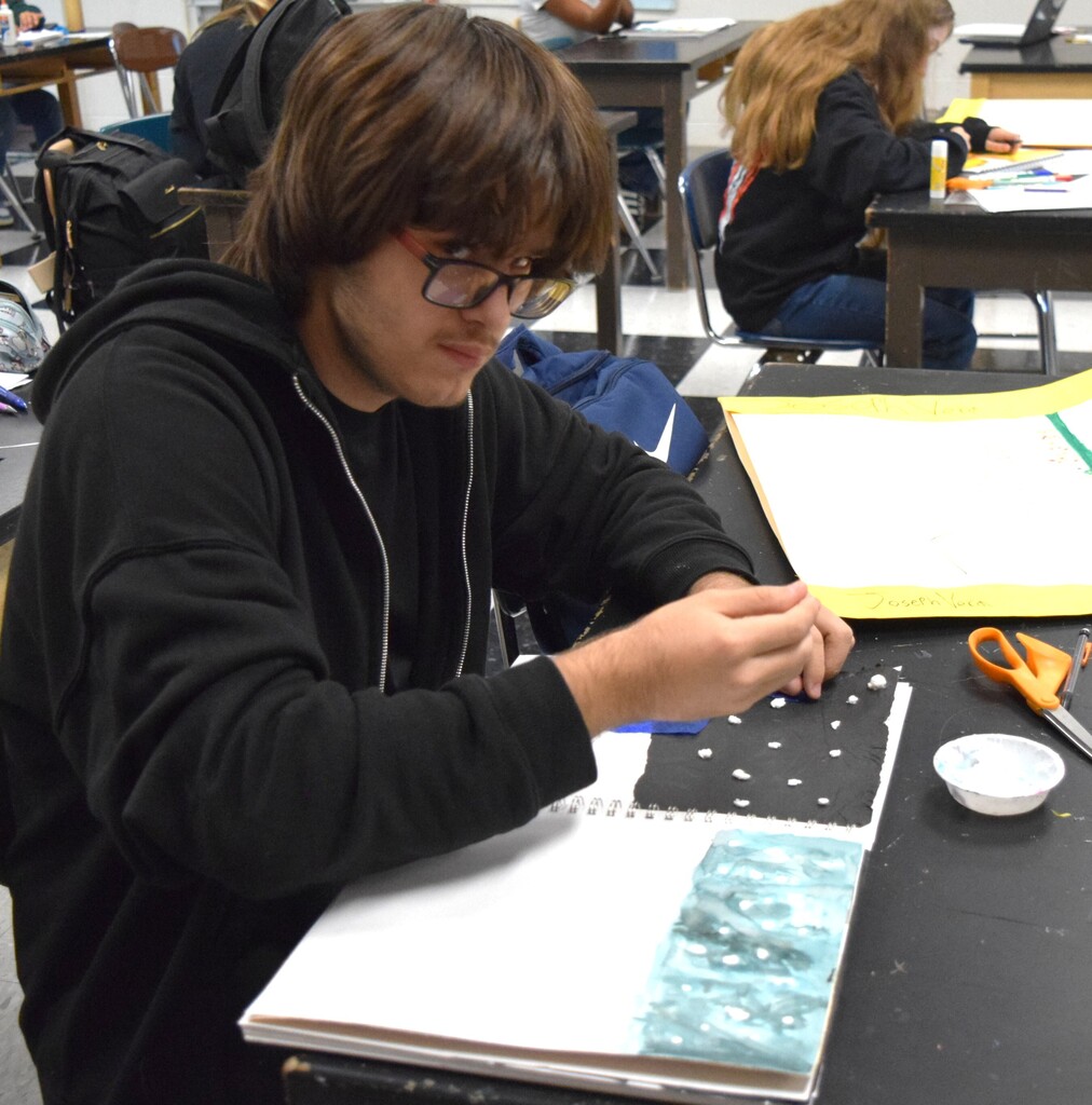 art student in action