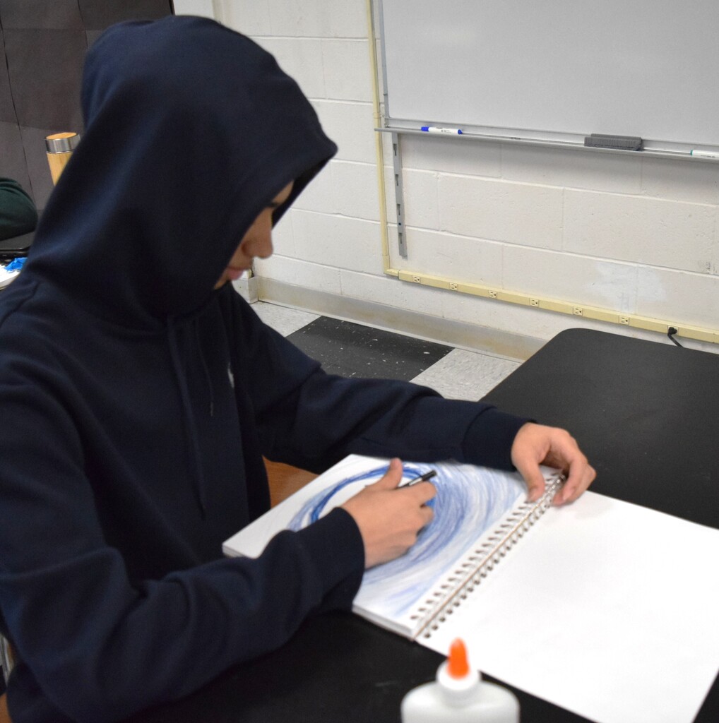 art student in action