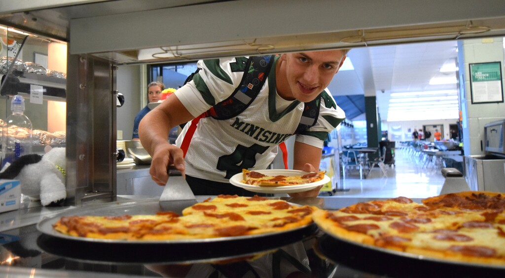 student with food