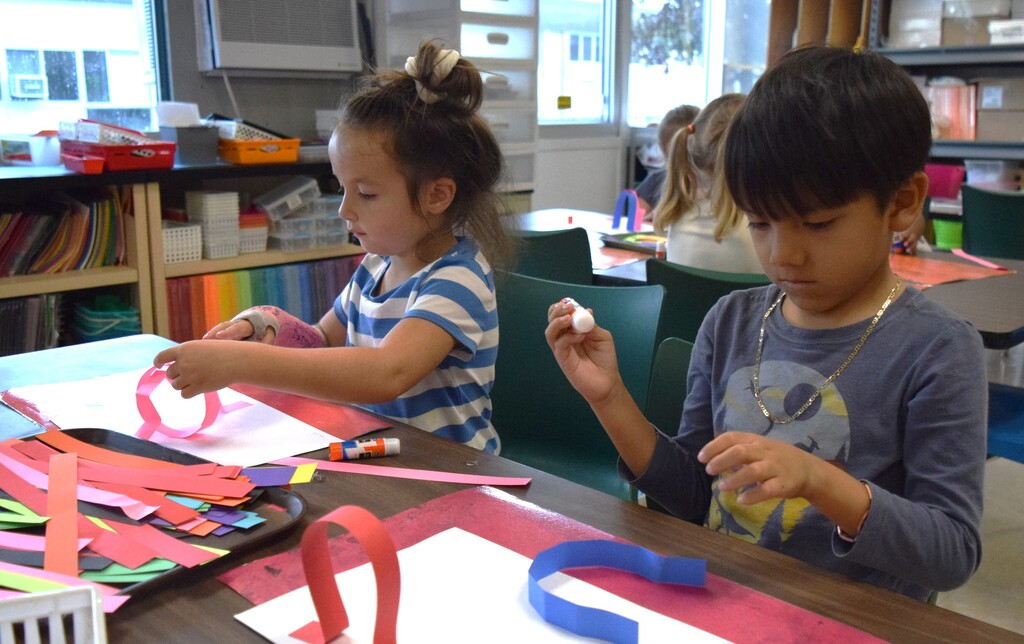 students in art class