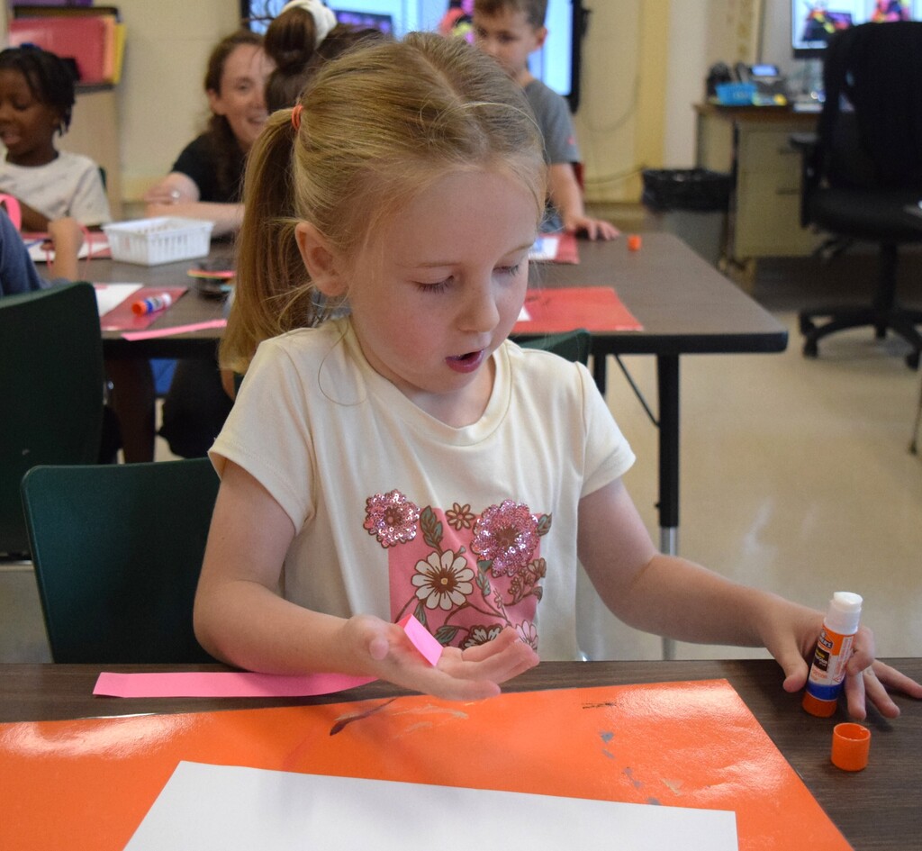 student in art class