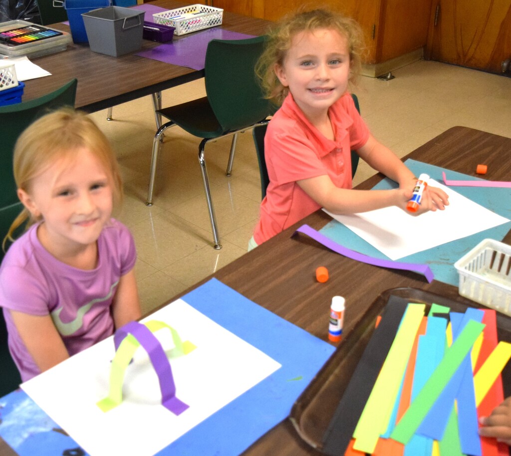 students in art class