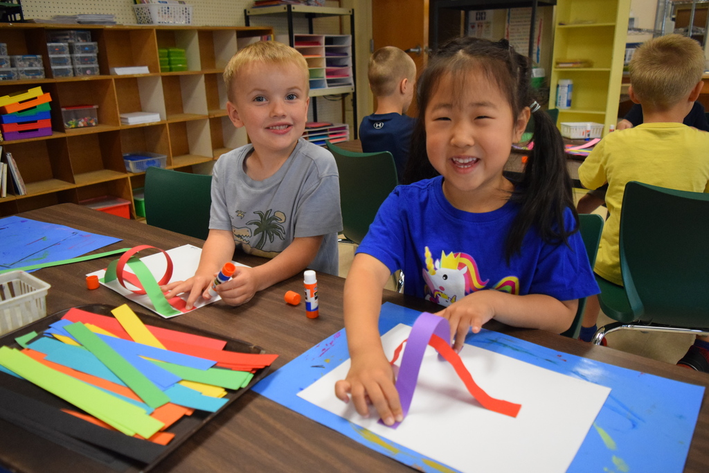 students in art class