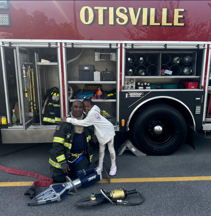 fire fighter and student