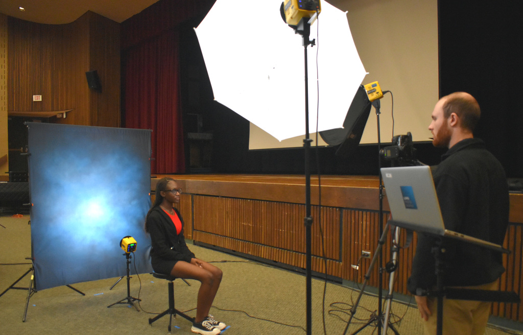 student having photo taken