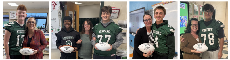 students with teachers and footballs