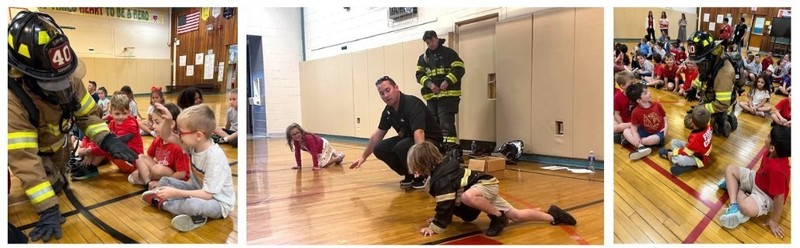 students and firefighters