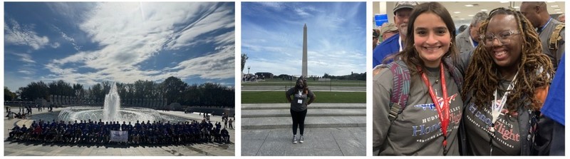 student with monuments