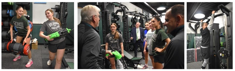 students using  weight room equipment