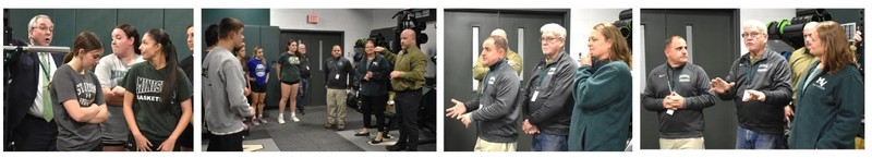 people speaking to students