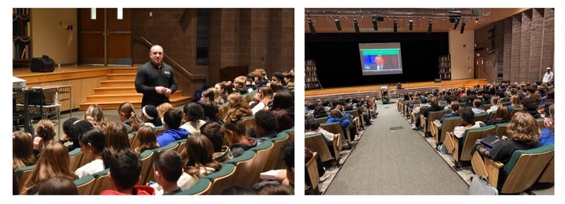 students at school assembly