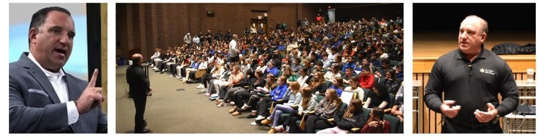 students at school assembly