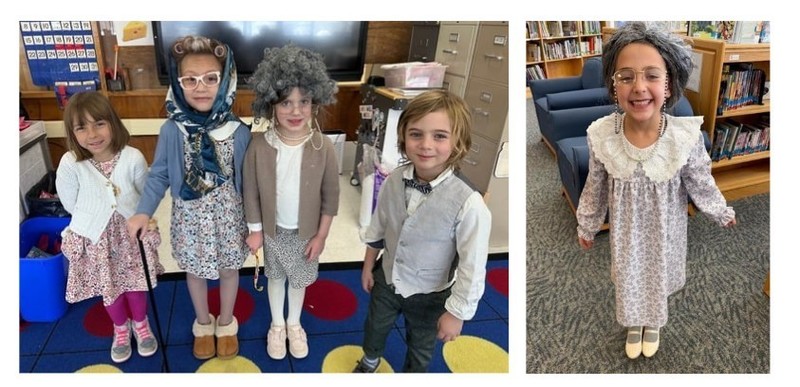 students dressed up like 100 year old people