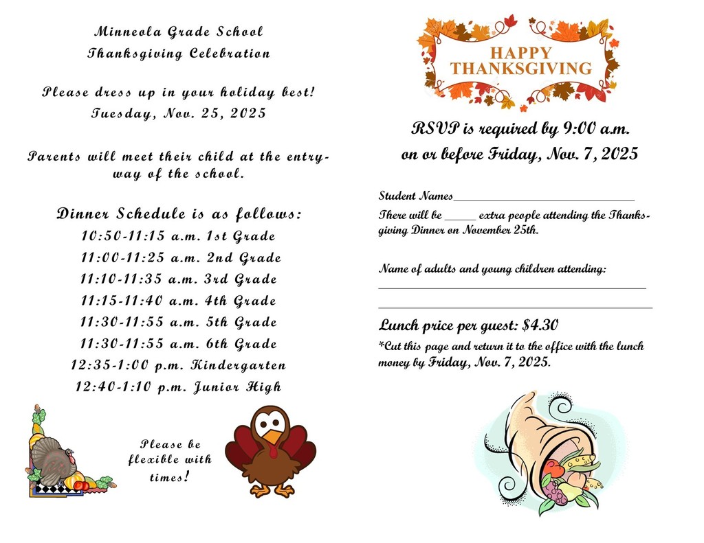 Join us for our annual Thanksgiving Celebration on Tuesday, Nov. 25th. The forms went home this week. Please have your reservations and money turned in to the GS office by Friday, Nov. 7th so that we can order food.