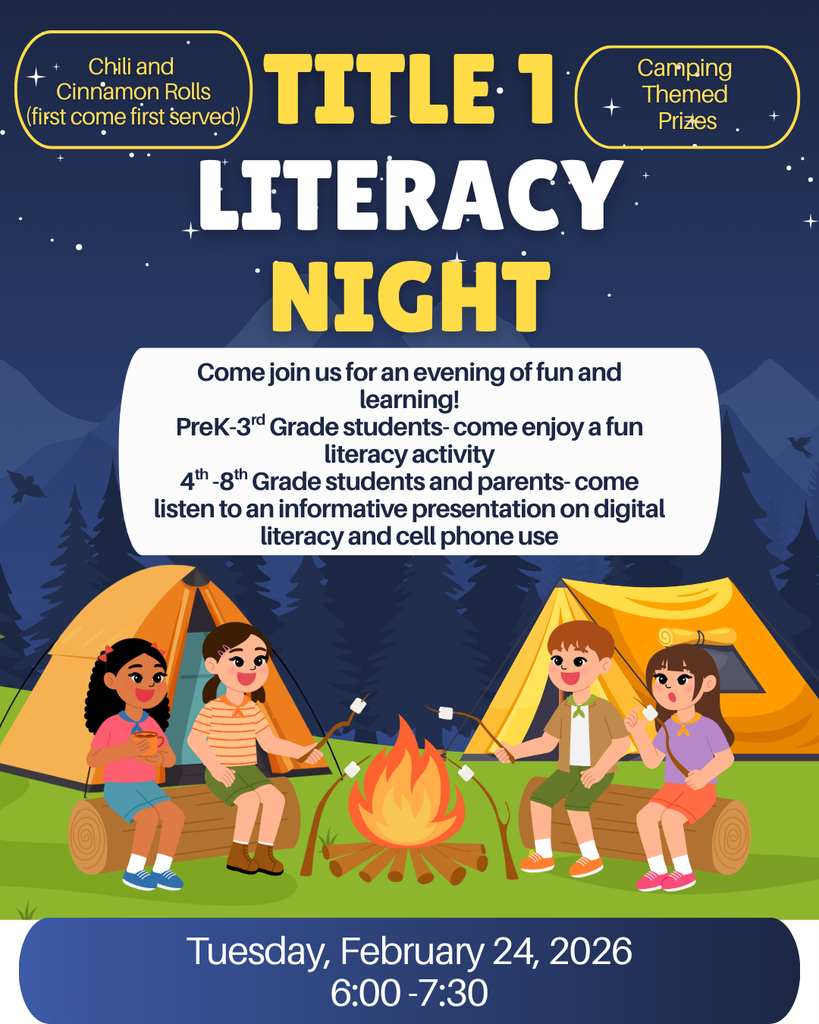 We hope to see you all tonight for our Title 1 Night. We will be serving chili and cinnamon rolls starting at 6:00. There will be prizes given away at the end. See you soon!