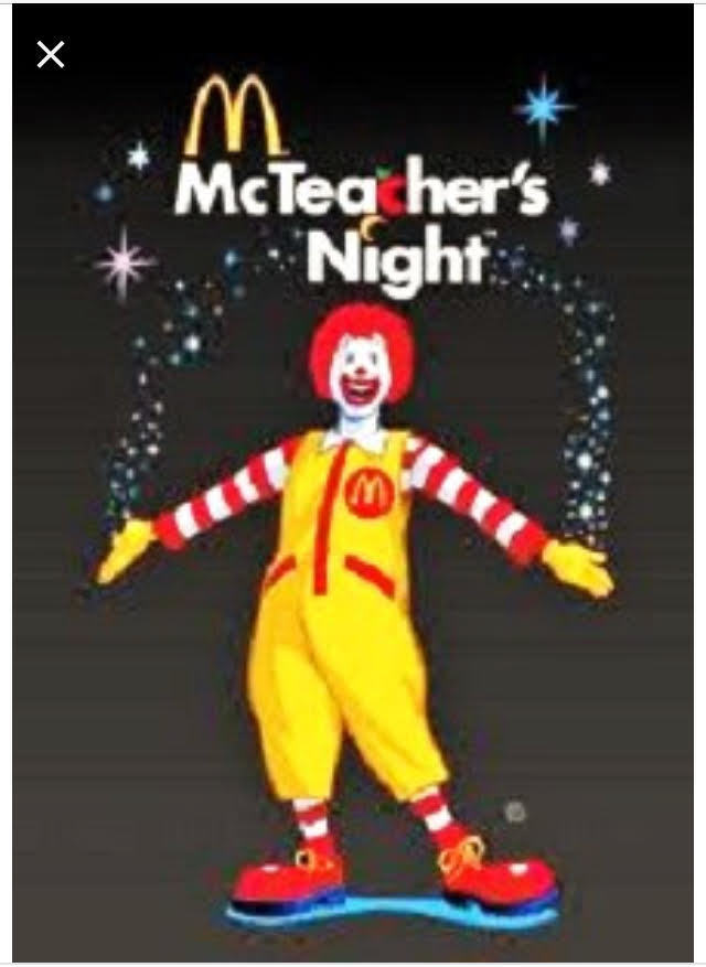 Are you tired of cooking? Join Minneola Grade School at the North McDonalds on Tuesday, May 5th from 5:00-8:00 for McTeacher Night. We earn all of the proceeds from the sale of cookies, and a portion of the food sales during that time. We hope to see you there!