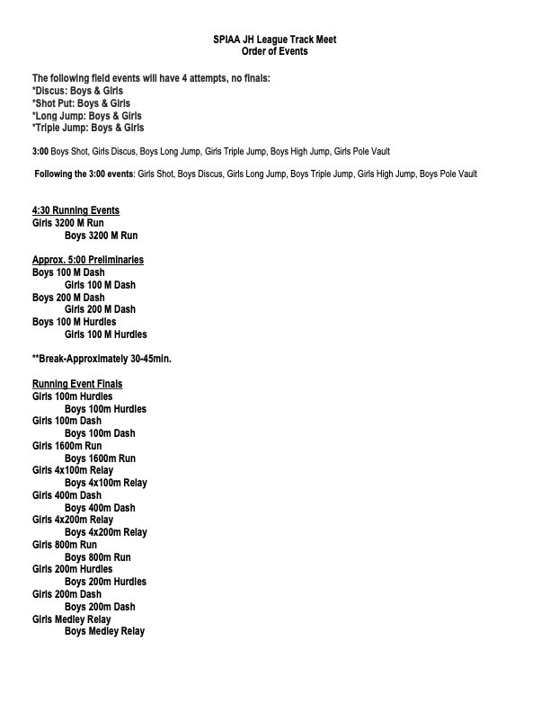 Order of Events