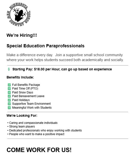 We're hiring paras!