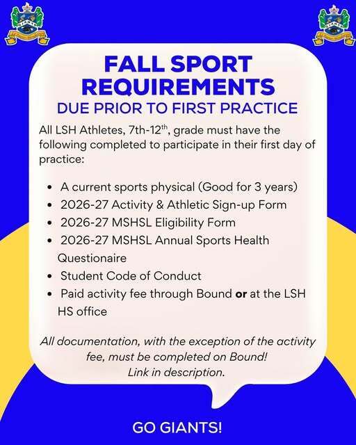 LSH fall sports requirments