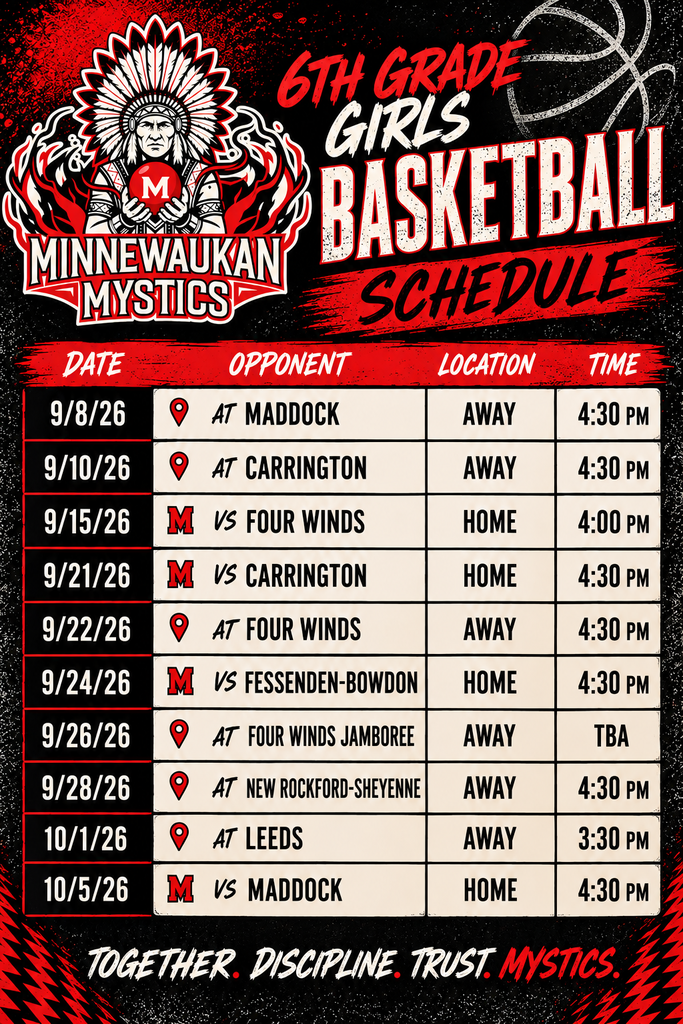 5th and 6th grade girls basketball schedule!