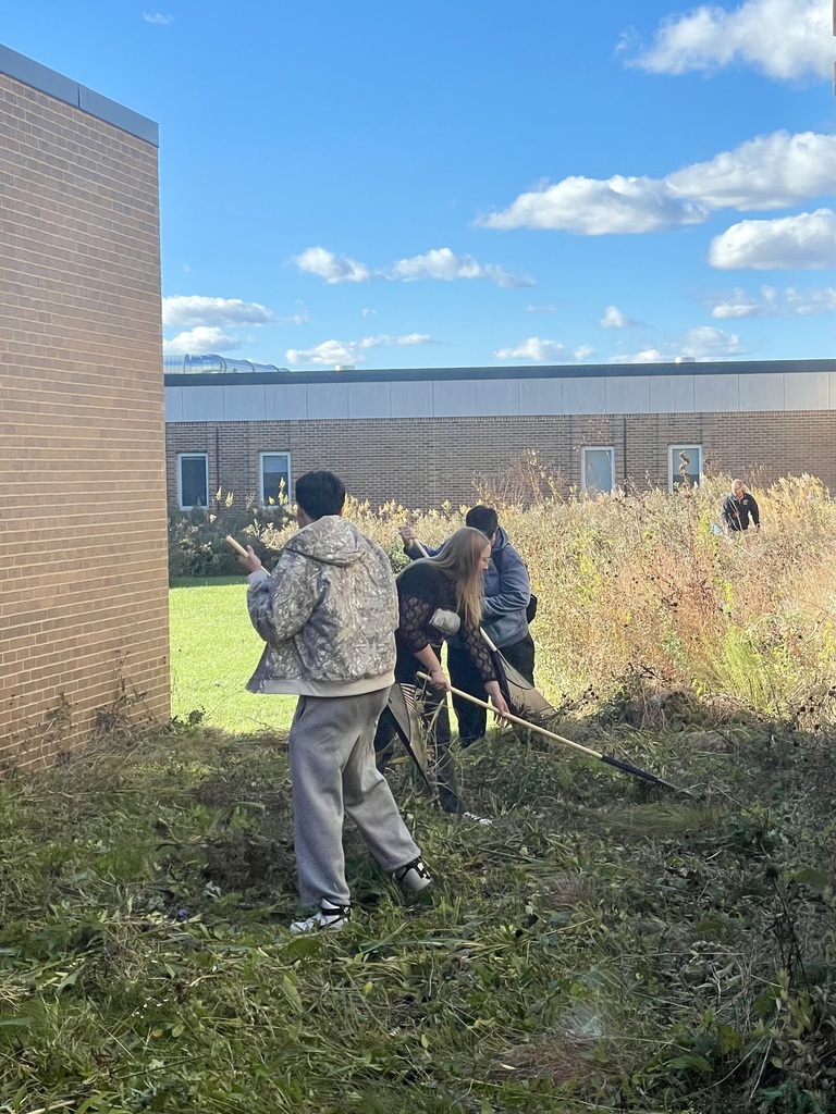 students working in garden