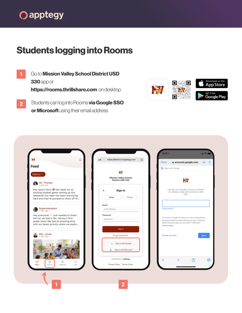 Student Log in for Rooms