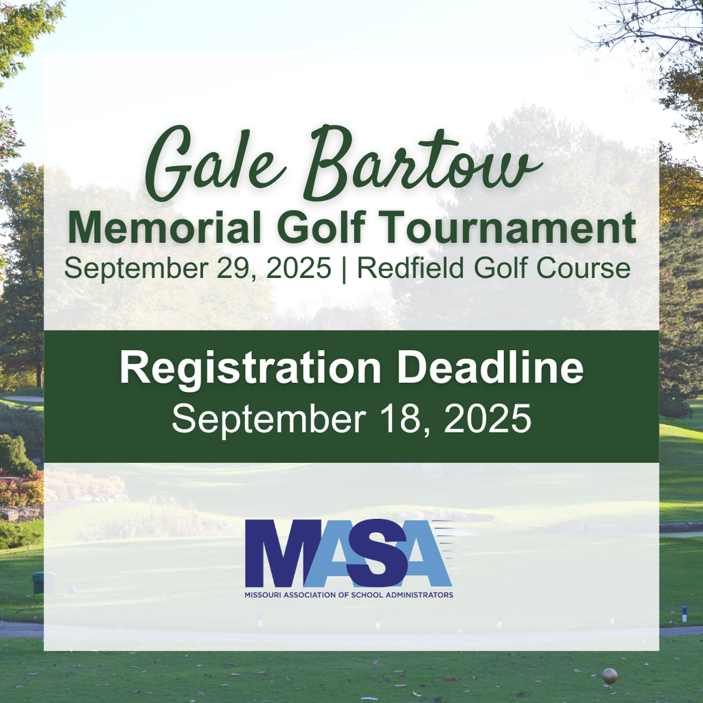 Background of a golf course in the fall - "Gale Bartow Memorial Golf Tournament September 29, 2025 at Redfield Golf Course. Registration Deadline: September 18, 2025." WITH MASA LOGO.