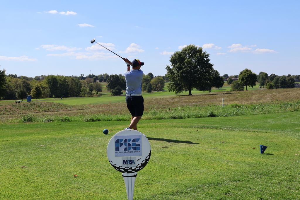 Golfer in action