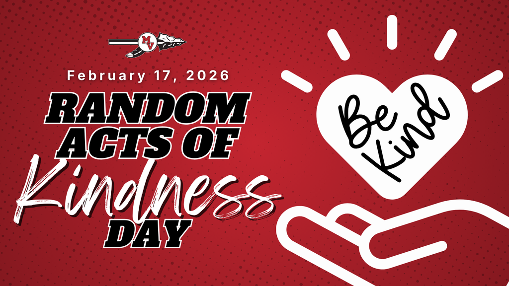 February 17, 2026 Random Acts of Kindness Day, with heart icons and “Be Kind” message.
