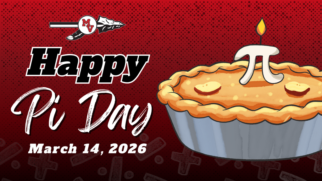 Happy Pi Day message with illustrated pie topped by a candle shaped like the pi symbol and the date March 14, 2026.
