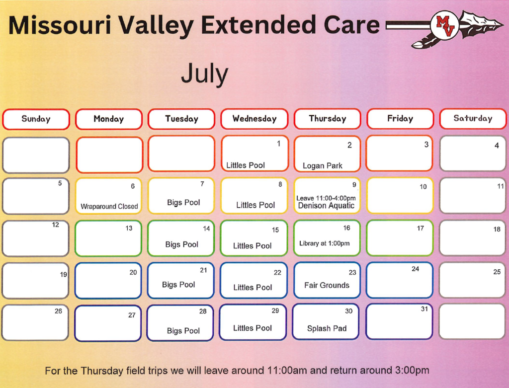 July calendar of events.