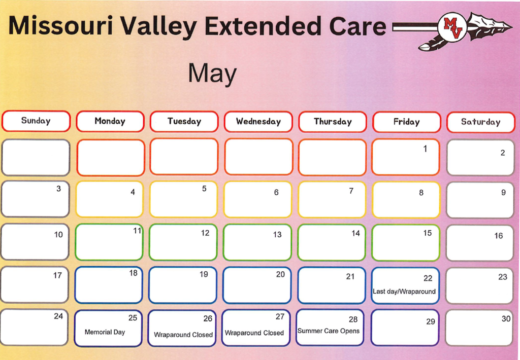 May calendar of events.