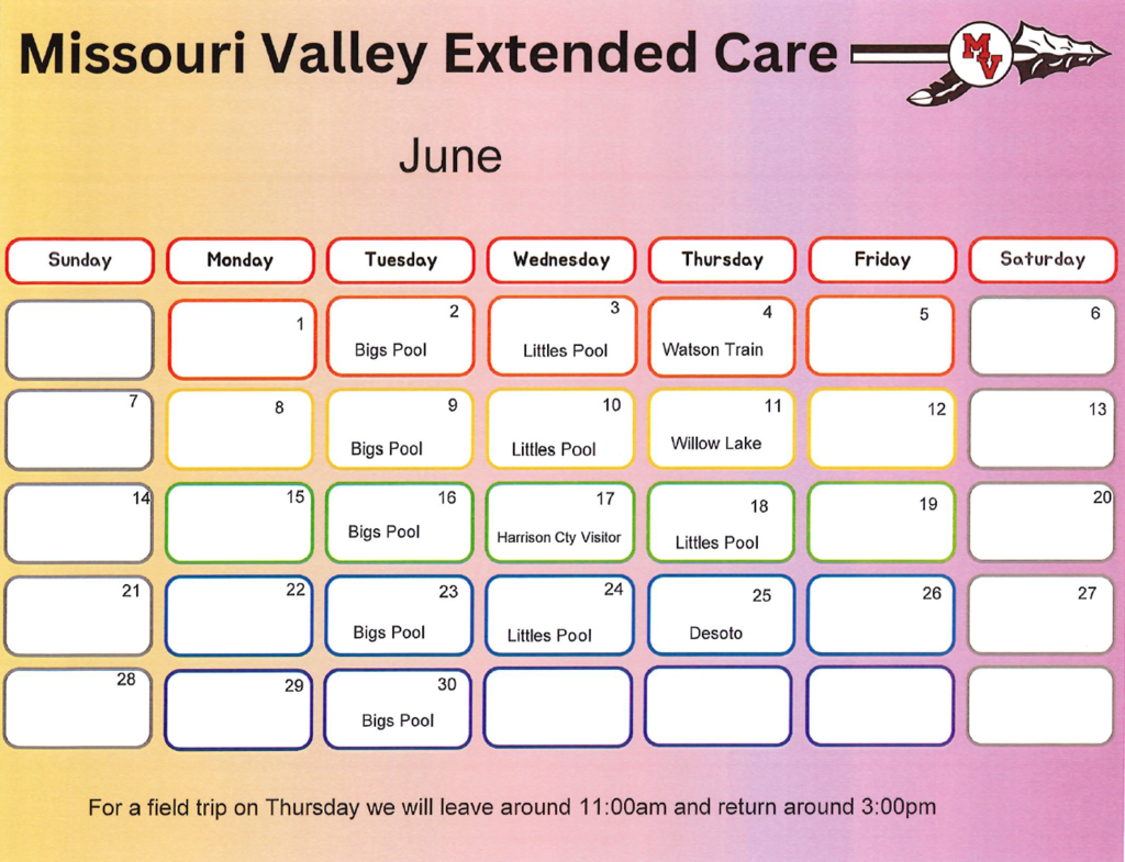 June calendar of events.