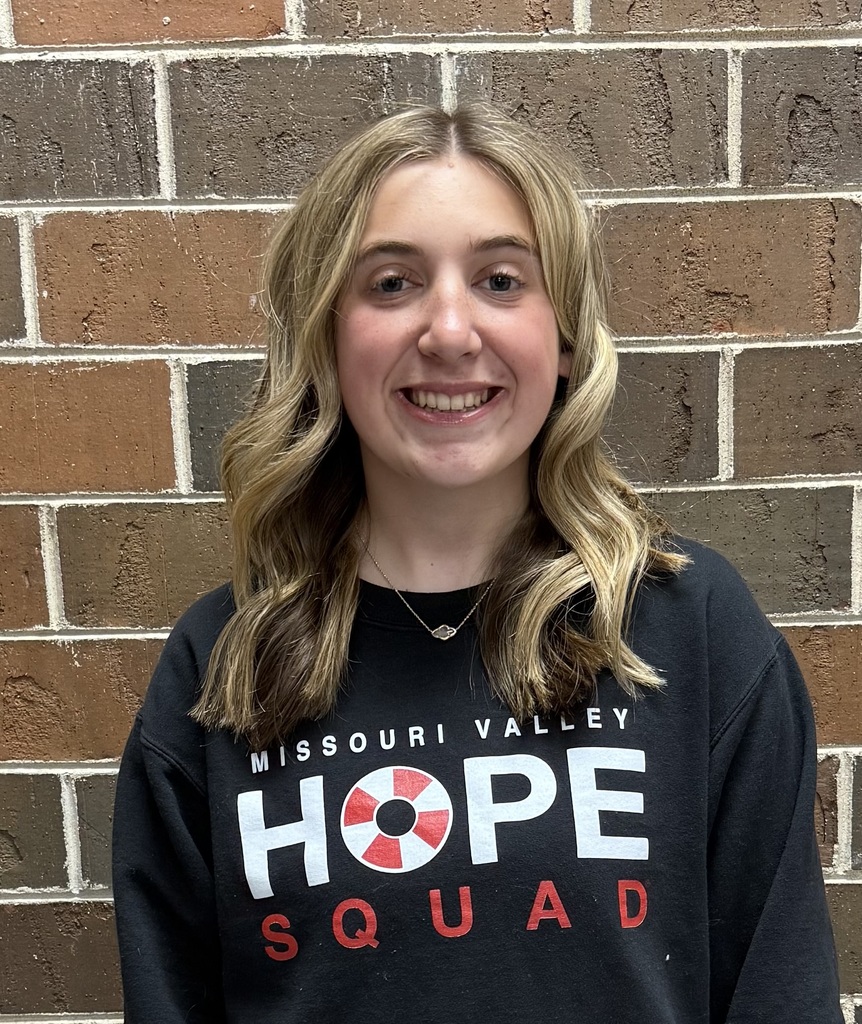 Student wearing black shirt that says "Missouri Valley HOPE Squad"