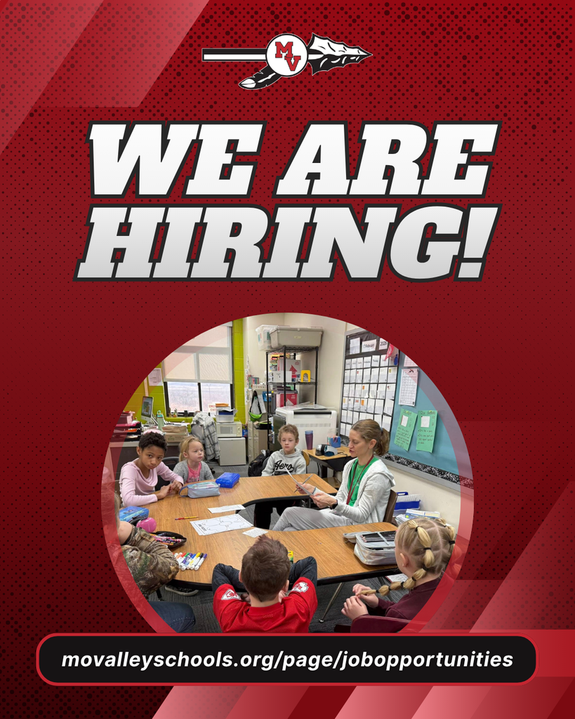 We're hiring! Missouri Valley seeks dedicated educators and staff. Visit movalleyschools.org/page/jobopportunities for current openings and application information.
