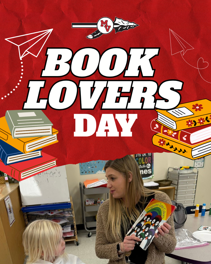 Celebratory Book Lovers Day post from Missouri Valley with a teacher reading a book to a young learner