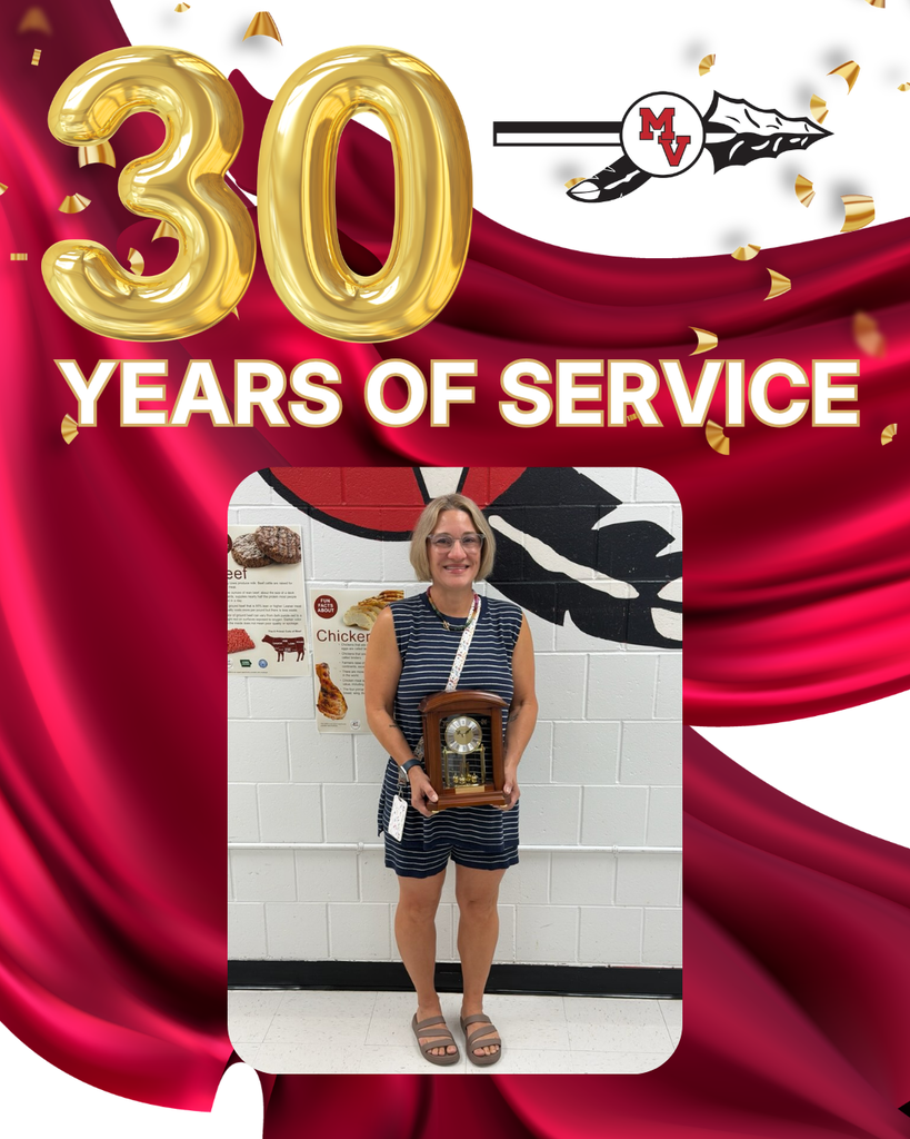 30 Years of Service celebration graphic featuring a smiling staff member holding a commemorative clock amid gold confetti.