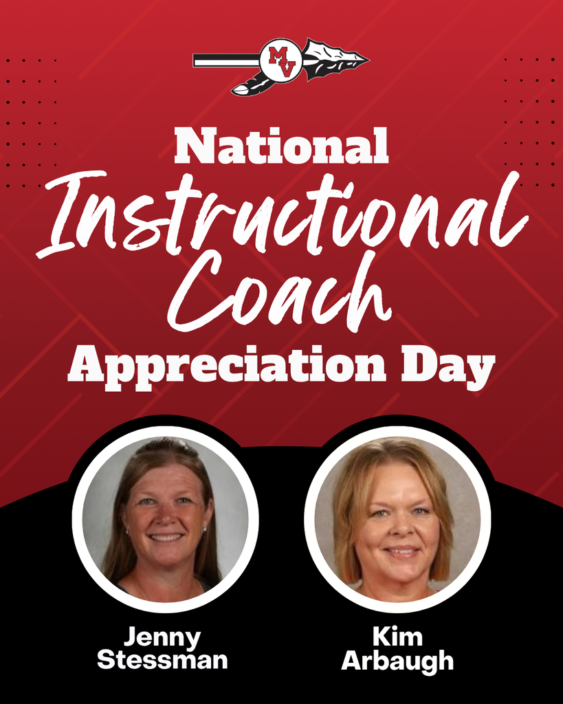 National Instructional Coach Appreciation Day honors Jenny Stessman and Kim Arbaugh, with their portraits on a red and black background.