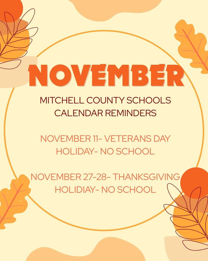 Tuesday, November 11- Veterans Day Holiday- No School