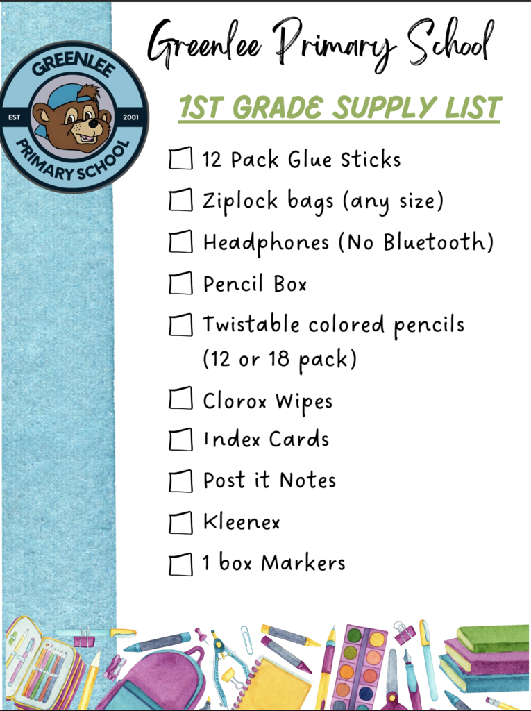 1st Grade Supply List 26-27