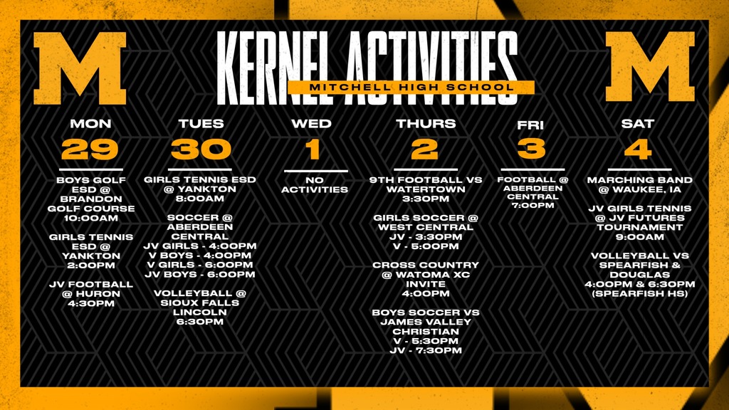 Mitchell High School Activities This Week