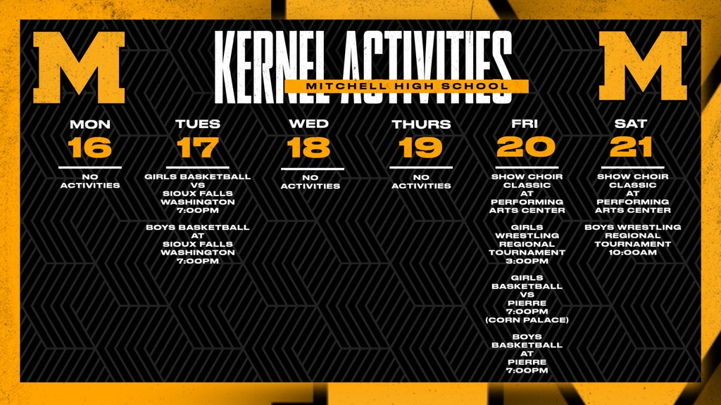 Mitchell High School Activities This Week