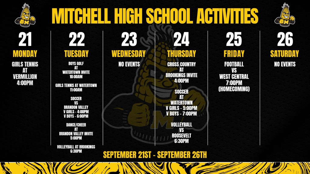 Mitchell High School Activities This Week