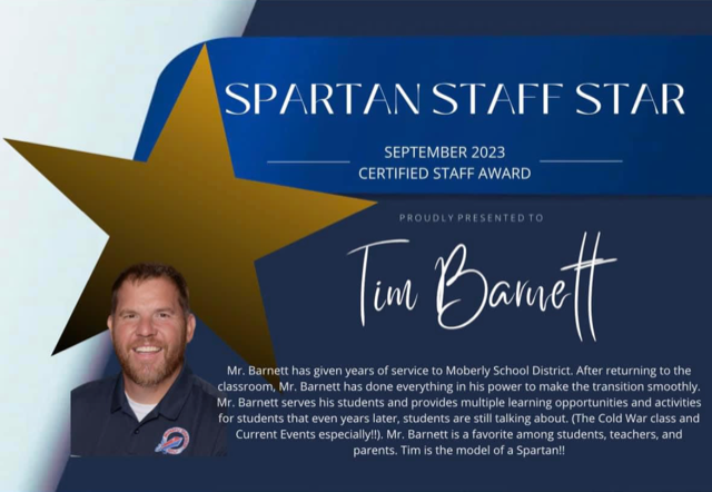 September Spartan Staff Star | Moberly School District