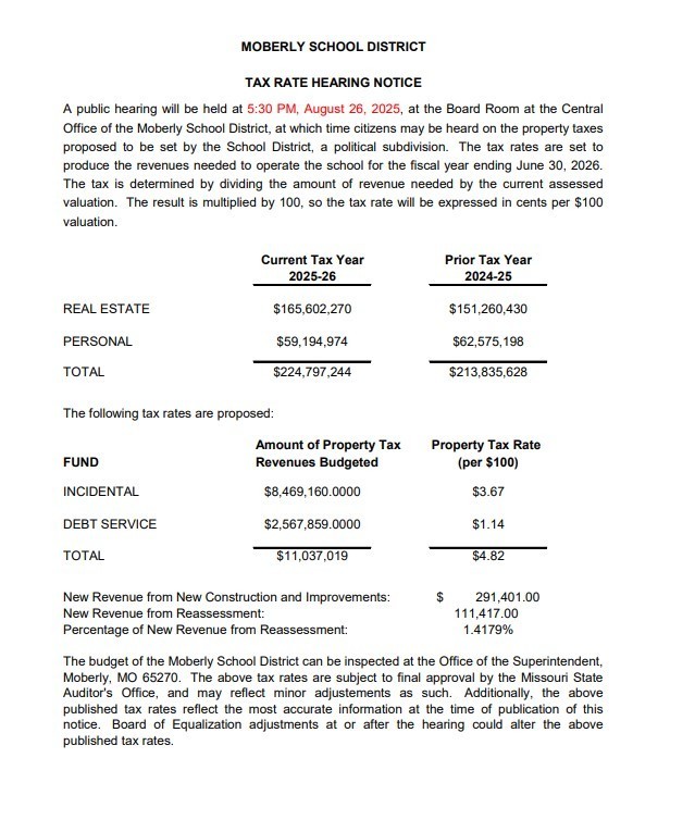 Tax Rate Hearing Notice