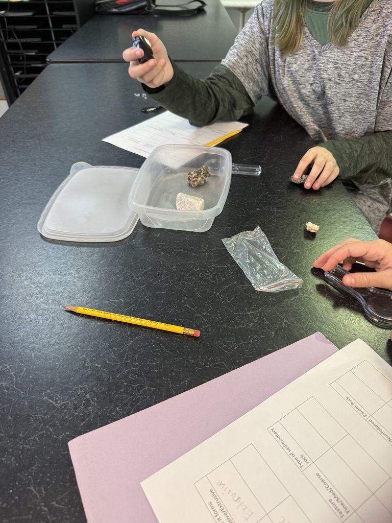 Students studying rocks