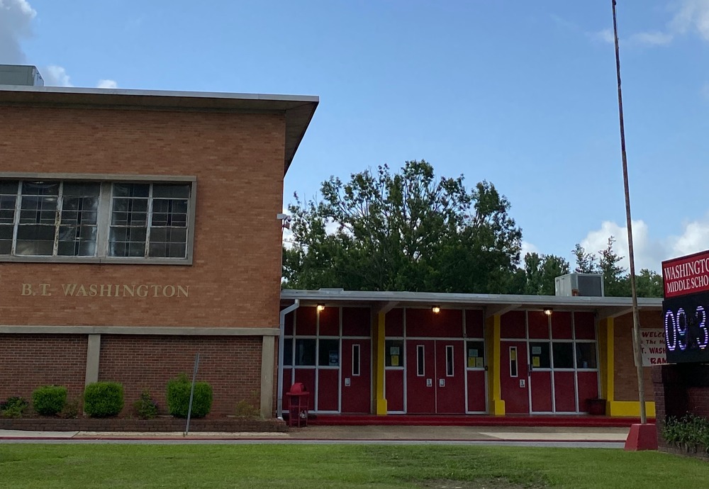 front of school building